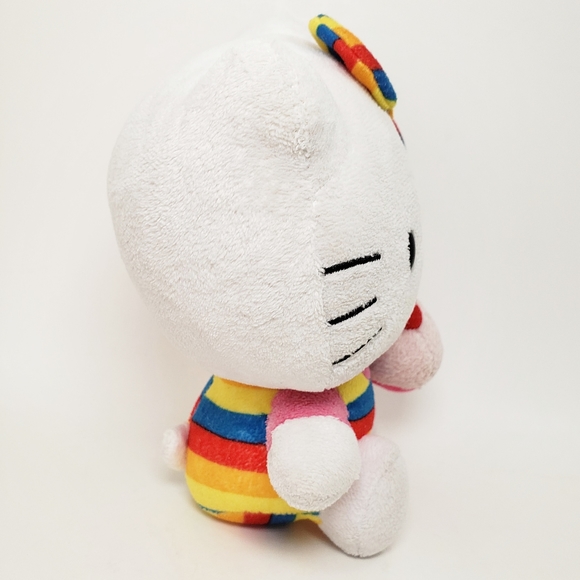 Ty Sanrio Hello Kitty Plush Rainbow Stripes with Pink Cupcake - Picture 9 of 11